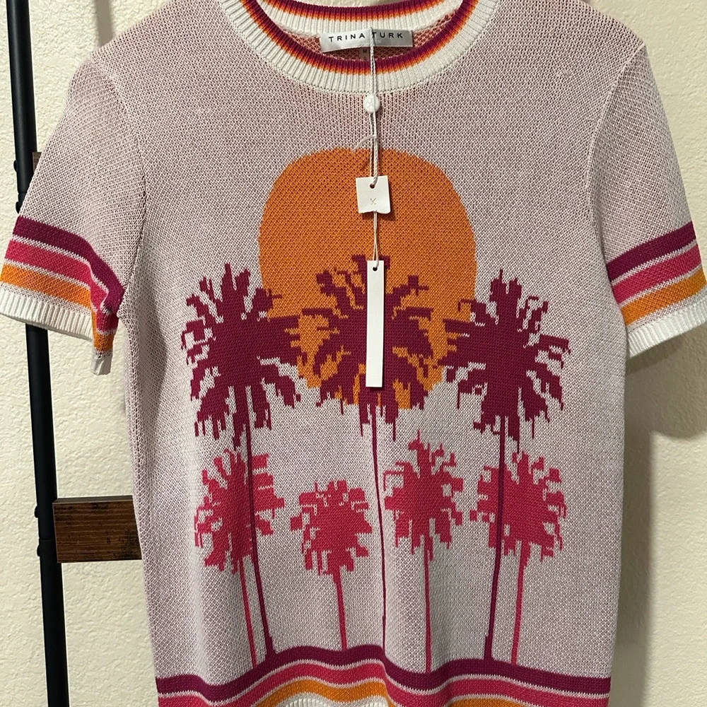 Trina Turk Orange and Pink Knit Top - Picture 9 of 10